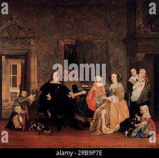 La famille de Jan Jacobsz Hinlopen 1662 par Gabriel Metsu Banque D'Images