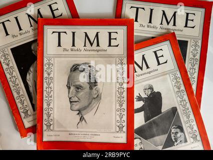 Still Life of 'Time' couvertures du magazine de 1936, États-Unis Banque D'Images