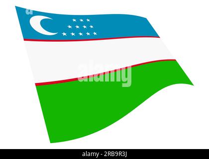 Ouzbékistan graphique de drapeau ondulant avec chemin de détourage illustration 3D. Banque D'Images