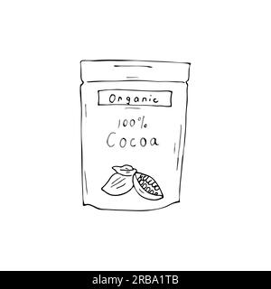 poudre de cacao tirée à la main en paquet Illustration de Vecteur