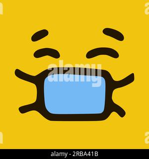 Visage avec masque médical dans le style doodle fond jaune. Illustration vectorielle Illustration de Vecteur