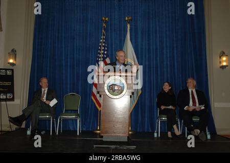 Événement marquant la publication du Rapport sur le rendement et l'imputabilité (par) de l'Interior pour l'exercice 2007, avec des allocutions du secrétaire Dirk Kempthorne, du secrétaire adjoint P. Lynn Scarlett, du sous-secrétaire adjoint James Cason et d'autres hauts fonctionnaires Banque D'Images