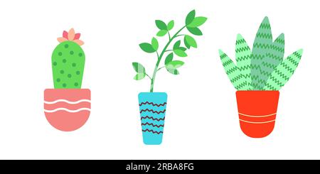 Plantes d'intérieur design plat. Illustration vectorielle. Illustration vectorielle Illustration de Vecteur