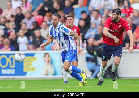 York, Royaume-Uni. 08 juillet 2023. L'attaquant Lee Gregory (9 ans) de Sheffield Wednesday lors du match amical York City vs Sheffield Wednesday au LNER Community Stadium, York, Royaume-Uni, le 8 juillet 2023 Credit : Every second Media/Alamy Live News Banque D'Images