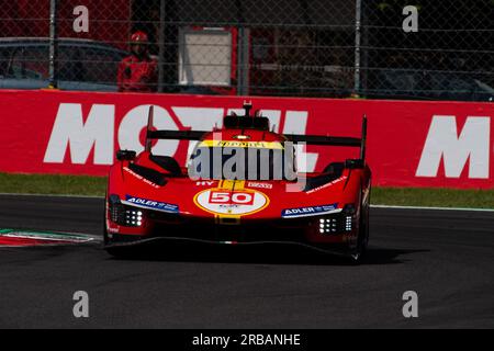 Circuit de Monza, Monza, Lombardie, Italie. 8 juillet 2023. Championnat du monde d'Endurance FIA 2023, 6 heures de Monza ; Ferrari AF Corse Ferrari 499P crédit : action plus Sports/Alamy Live News Banque D'Images