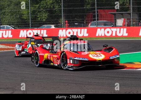 Circuit de Monza, Monza, Lombardie, Italie. 8 juillet 2023. Championnat du monde d'Endurance FIA 2023, 6 heures de Monza ; Ferrari AF Corse Ferrari 499P crédit : action plus Sports/Alamy Live News Banque D'Images