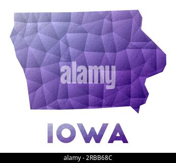Carte de l'Iowa. Illustration basse poly de l'état américain. Motif géométrique violet. Illustration vectorielle polygonale. Illustration de Vecteur