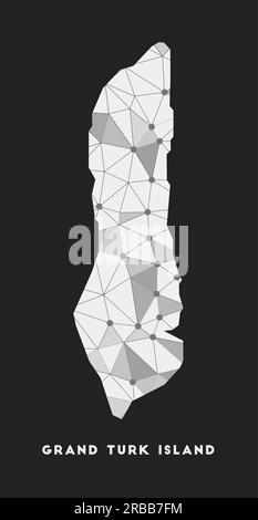 Île Grand Turk - carte du réseau de communication. Grand Turk Island design géométrique tendance sur fond sombre. Technologie, Internet, réseau, RT Illustration de Vecteur