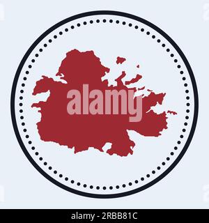 Timbre rond Antigua. Logo rond avec carte de l'île et titre. Badge Antigua minimal élégant avec carte. Illustration vectorielle. Illustration de Vecteur