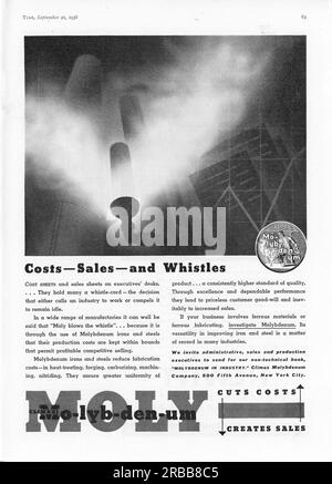 Vintage Time Magazine 21 septembre 1936 publication publicitaire, États-Unis Banque D'Images