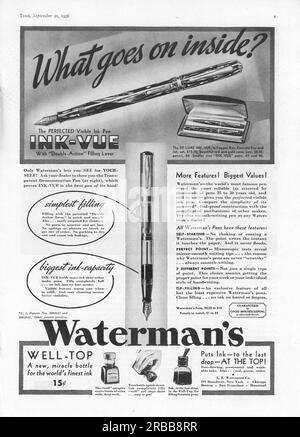 Vintage Time Magazine 21 septembre 1936 publication publicitaire, États-Unis Banque D'Images