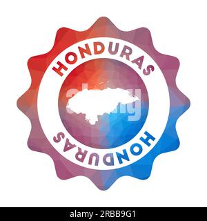 Logo Honduras Low poly. Logo de voyage dégradé coloré du pays dans un style géométrique. Panneau rond polygonal Honduras multicolore avec carte pour vous Illustration de Vecteur