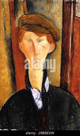 Jeune homme avec Cap 1919 ; Paris, France de Amedeo Modigliani Banque D'Images