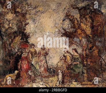 La rencontre des élégantes dames 1876 par Adolphe Joseph Thomas Monticelli Banque D'Images