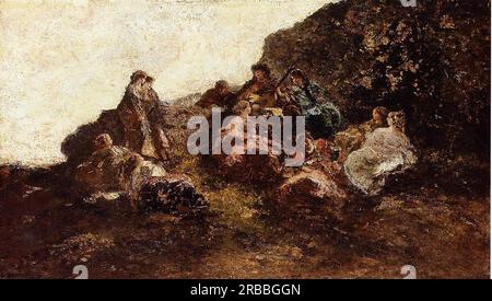 Rassemblement des femmes élégantes par Adolphe Joseph Thomas Monticelli Banque D'Images
