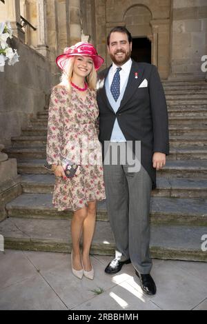 Autun, France. 08 juillet 2023. Le prince Johann Wenzel de Liechtenstein et la princesse de Liechtenstein arrivent à la cérémonie de mariage royal à la cathédrale Saint-Lazare d'Autun, le 8 juillet 2023, France. Photo de David Niviere/ABACAPRESS.COM crédit : Abaca Press/Alamy Live News Banque D'Images