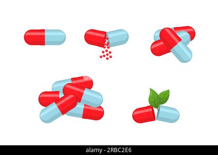 illustration vectorielle de pilule de capsule de médecine dans la conception de style plat Illustration de Vecteur