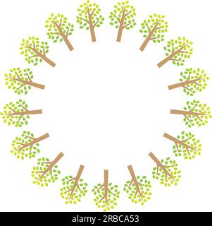 17 arbres disposés en cercle avec un espace de copie au milieu, une image de la nature et de l'écologie, Illustration vectorielle Illustration de Vecteur
