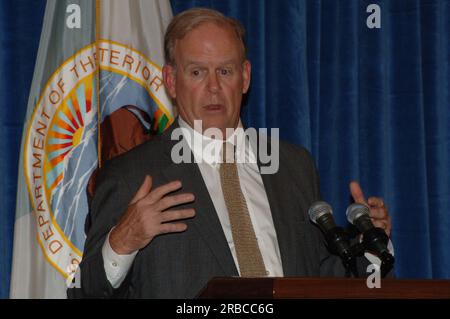 Événement marquant la publication du Rapport sur le rendement et l'imputabilité (par) de l'Interior pour l'exercice 2007, avec des allocutions du secrétaire Dirk Kempthorne, du secrétaire adjoint P. Lynn Scarlett, du sous-secrétaire adjoint James Cason et d'autres hauts fonctionnaires Banque D'Images