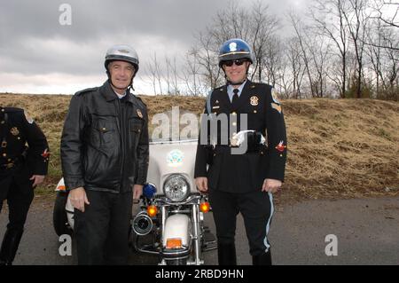 ÉTATS-UNIS Garez l'unité moto de police à portée de main pour la Saint-Sylvestre annuelle Patrick's Day Parade, Washington, D.C., avec le secrétaire Dirk Kempthorne rencontrant les officiers, inspectant les véhicules, et participant à la procession motocycliste Banque D'Images