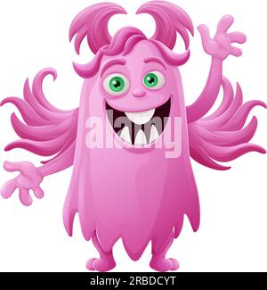 Monstre Alien Cute Cartoon drôle personnage Mascot Illustration de Vecteur