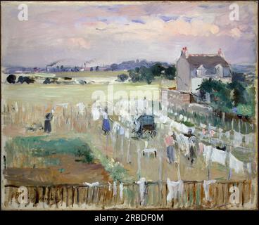 Hanging the Laundry Out to Dry 1875 de Berthe Morisot Banque D'Images