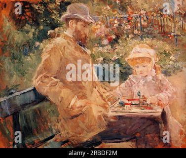 Eugène Manet avec sa fille à Bougival 1881 par Berthe Morisot Banque D'Images