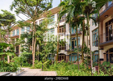 L'aménagement paysager verdoyant de Treetops Executive Residences, un hôtel d'appartements sur Orange Grove Rd, Singapour Banque D'Images