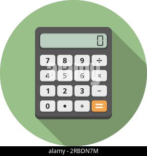 Calculatrice iccon en cercle, conception plate avec ombre longue, illustration vectorielle eps10 Illustration de Vecteur
