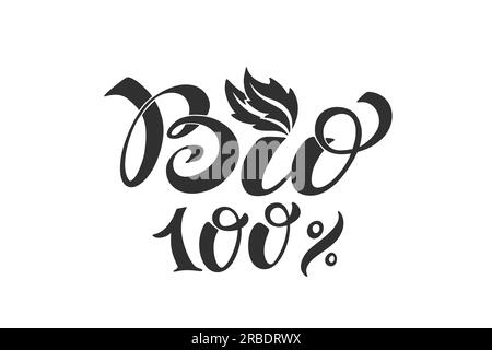 Logo Bio. Image vectorielle pour étiquettes, emblèmes pour emballer des aliments sains, menu végétarien. Signe de Bio isolé sur fond blanc. Style calligrap Illustration de Vecteur
