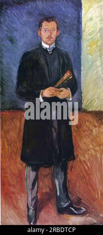 Autoportrait avec brosses 1904 par Edvard Munch Banque D'Images