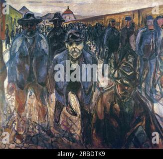 Workers on Their Way Home 1915 par Edvard Munch Banque D'Images