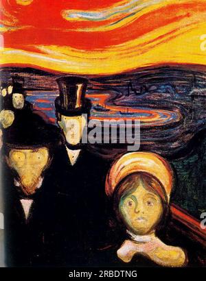 Anxiété 1894 ; Oslo, Norvège par Edvard Munch Banque D'Images
