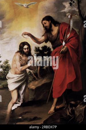 Baptême du Christ 1665 par Bartolomé Esteban Murillo Banque D'Images