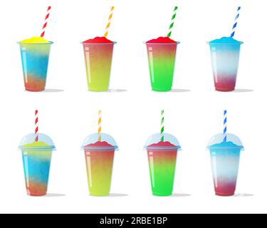 Slush Slushy Ice Drink boisson aux fruits congelés dans une tasse en plastique Illustration de Vecteur