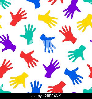 Motif sans couture coloré Vector dans un style contemporain. Fond tendance abstrait avec dessin des mains humaines. Impression éclatante sans fin Illustration de Vecteur