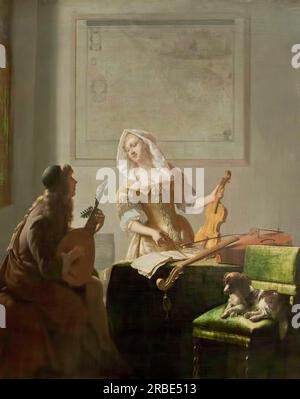 La leçon de musique 1671 de Jacob Ochtervelt Banque D'Images