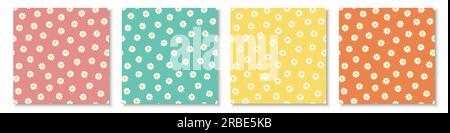Ensemble de motifs floraux sans couture d'été - design tendance dessiné à la main. Arrière-plans amusants de nature colorée. Imprimés textiles sans fin Illustration de Vecteur