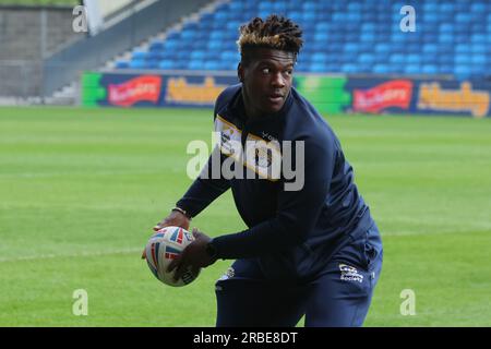 Salford, Royaume-Uni. 09 juillet 2023. AJ Bell Stadium, Stadium Way, Eccles, Salford, 9 juillet 2023 Betfred Super League Salford Red Devils contre Leeds Rhinos Juston Sangare of Leeds Rhinos Credit : Touchlinepics/Alamy Live News Banque D'Images