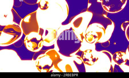 Ampoules en cristal transpicuous or flottant sur fond violet - rendu 3D abstrait Banque D'Images