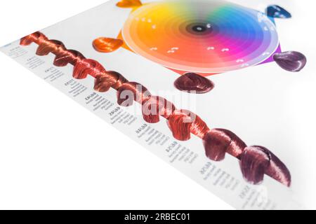 Divers échantillons palette de couleurs colorant colorant colorant teinte cheveux conception. Banque D'Images
