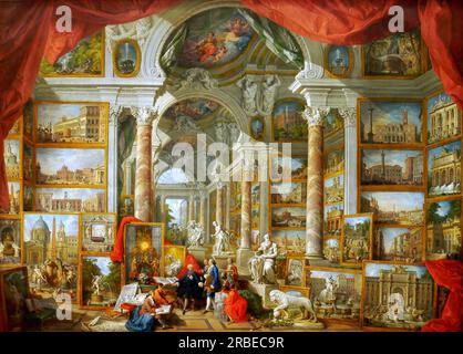 Galerie des vues de la Rome moderne 1759 par Giovanni Paolo Panini Banque D'Images