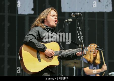 Glasgow, Royaume-Uni. 09 juillet 2023. Jamie Webster Jamie Webster (né en 1994) est un chanteur, compositeur et musicien anglais. Un ancien électricien qui a d'abord chanté des versions de couverture dans les pubs locaux du centre-ville de Liverpool. Crédit : Findlay/Alamy Live News Banque D'Images