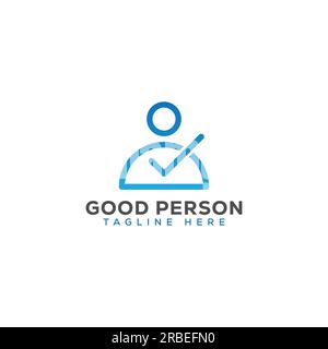 eps10 vector good person logo avec coche isolé sur fond blanc Illustration de Vecteur