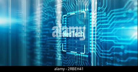 Automatisation de l'intégration de la technologie médicale concept de soins de santé. Icône CPU. Puce de carte de circuit électronique. Banque D'Images