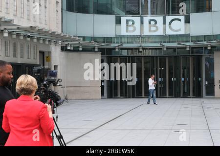 BBC TV Centre, Portland place, Londres, Royaume-Uni. 9 juillet 2023. Accusations contre un présentateur de la BBC Huw Edwards. BBC TV Centre dans le centre de Londres. Crédit : Matthew Chattle/Alamy Live News Banque D'Images