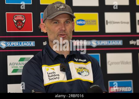 AJ Bell Stadium, Stadium Way, Eccles, Salford, 9 juillet 2023 Betfred Super League Salford Red Devils contre Leeds Rhinos Rohan Smith (entraîneur principal) de Leeds Rhinos crédit : Touchlinepics/Alamy Live News Banque D'Images