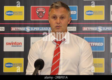 AJ Bell Stadium, Stadium Way, Eccles, Salford, 9 juillet 2023 Betfred Super League Salford Red Devils contre Leeds Rhinos Paul Rowley (entraîneur principal) de Salford Red Devils crédit : Touchlinepics/Alamy Live News Banque D'Images