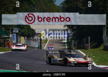 Monza, Italie. 09 juillet 2023. L'ÉQUIPE #38 HERTZ JOTA (GBR), Porsche 963, Antonio Felix Da Costa (PRT), William Stevens (GBR), Yifei Ye (CHN) lors du FIA WEC - 6 heures de Monza - Championnat du monde d'Endurance à Autodromo di Monza le 9 juillet 2023 à Monza, Italie. Crédit : Luca Rossini/E-Mage/Alamy Live News Banque D'Images