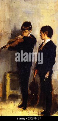 La leçon de violon 1889 par Tom Roberts Banque D'Images